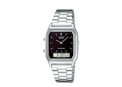 Casio Vintage Black Dial Stainless Steel Strap