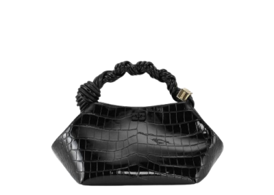 Ganni Small Bou Bag Croco Patent Black