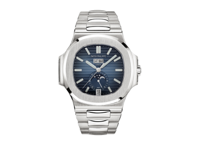 Patek Philippe Geneve Nautilus Annual Calendar Moon Phases Black Blue Dial