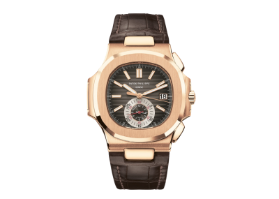 Patek Philippe Geneve Nautilus RG Chronograph Date Brown Dial Alligator