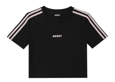 Nerdy Basic NY Cropped Short Sleeve T-Shirt Black Women's