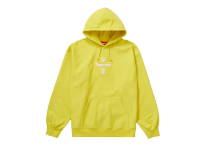 Supreme Cross Box Logo Hooded Sweatshirt Lemon