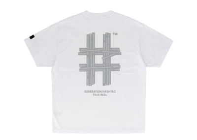 Beentrill New Reflective Hashtag Overfit Short Sleeve T-Shirt Off White