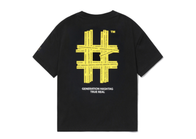 Beentrill Taping Hashtag Overfit Short Sleeve T-Shirt Black