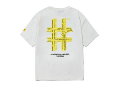 Beentrill Taping Hashtag Overfit Short Sleeve T-Shirt Off White