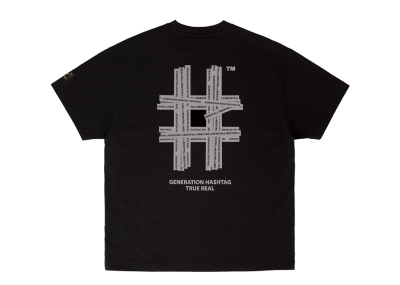 Beentrill Reflective Hashtag Overfit Short Sleeve T-Shirt Black