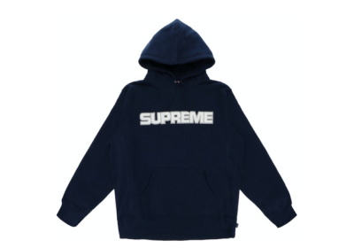 Supreme Perforated Leather Hooded Sweatshirt Navy