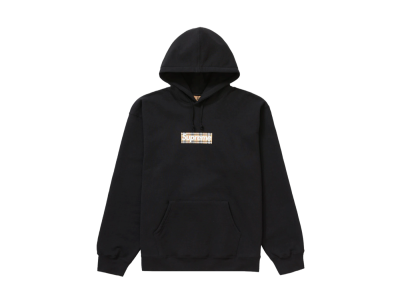 Supreme Burberry Box Logo Hooded Sweatshirt Black