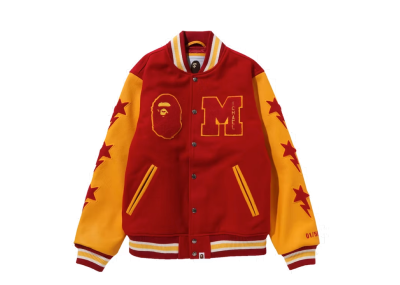 BAPE x Michael Jackson Varsity Jacket Red