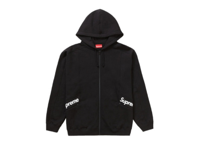 Supreme Color Blocked Zip Up Hooded Sweatshirt Black