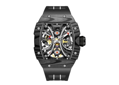 Haofa Tourbillon 1909 Skeleton Carbon Fiber Automatic Watch 80 Hours Black